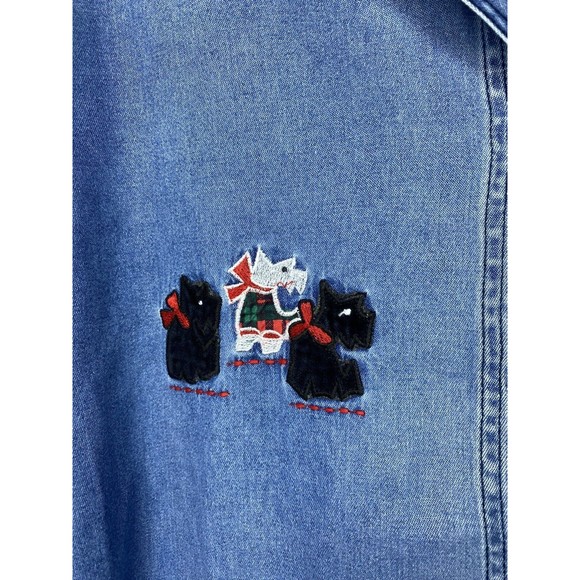 Women’s ‘Solutions Original’ Denim Button Down Dog Theme, size large - Picture 13 of 16